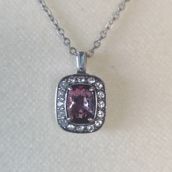 Brighton Reina Pink Silver Crystal Pendant Necklace RETIRED - Picture 1 of 6